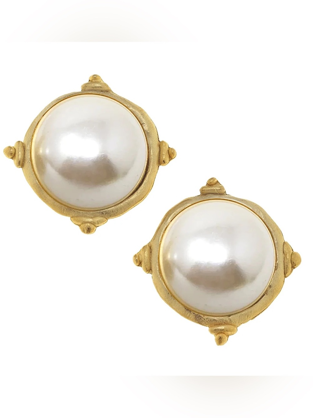 SUSAN SHAW Gold Pearl Cab Studs NEW!